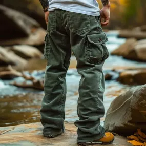Aidase mens outfits American Vintage Corduroy Pants For Men Foot Elastic Windproof Design Big Pocket Cargo Pant  Autumn Winter Casual Loose Trousers