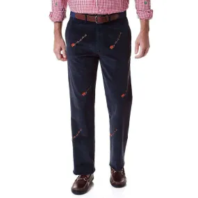 Beachcomber Corduroy Pant in Navy with Embroidered Santa Sleigh by Castaway Clothing