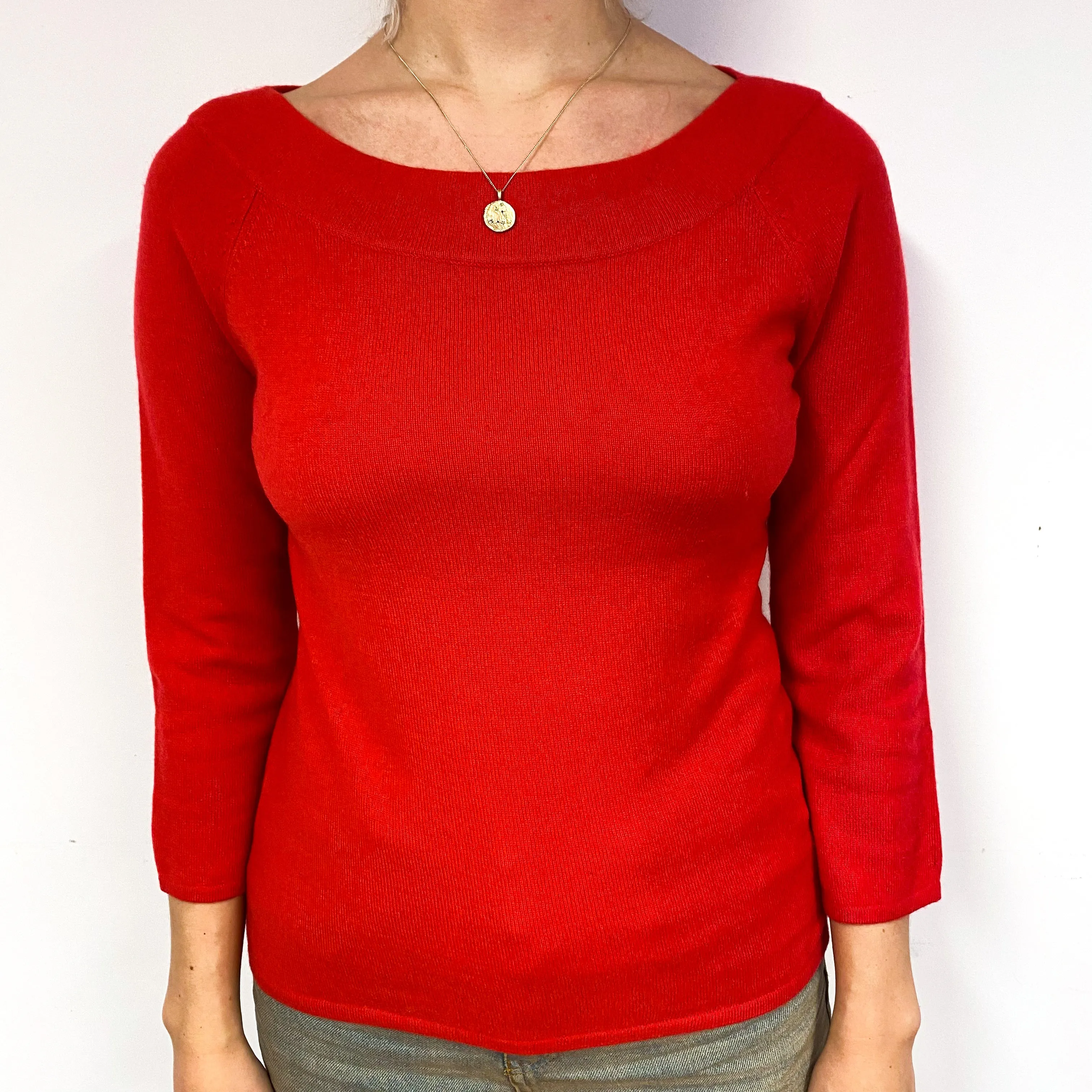 Berry Red Cashmere Boat Neck Jumper Small