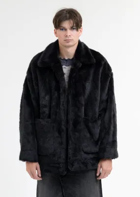BLACK AND-PAINTED FUR JACKET (PANDA)