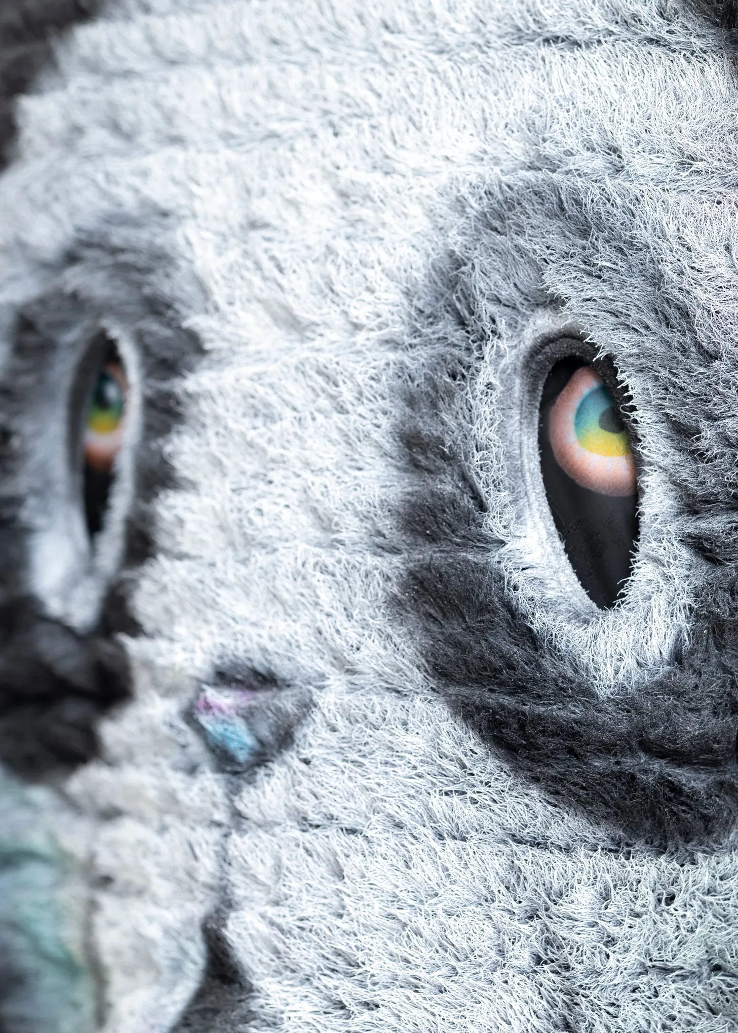 BLACK AND-PAINTED FUR JACKET (PANDA)