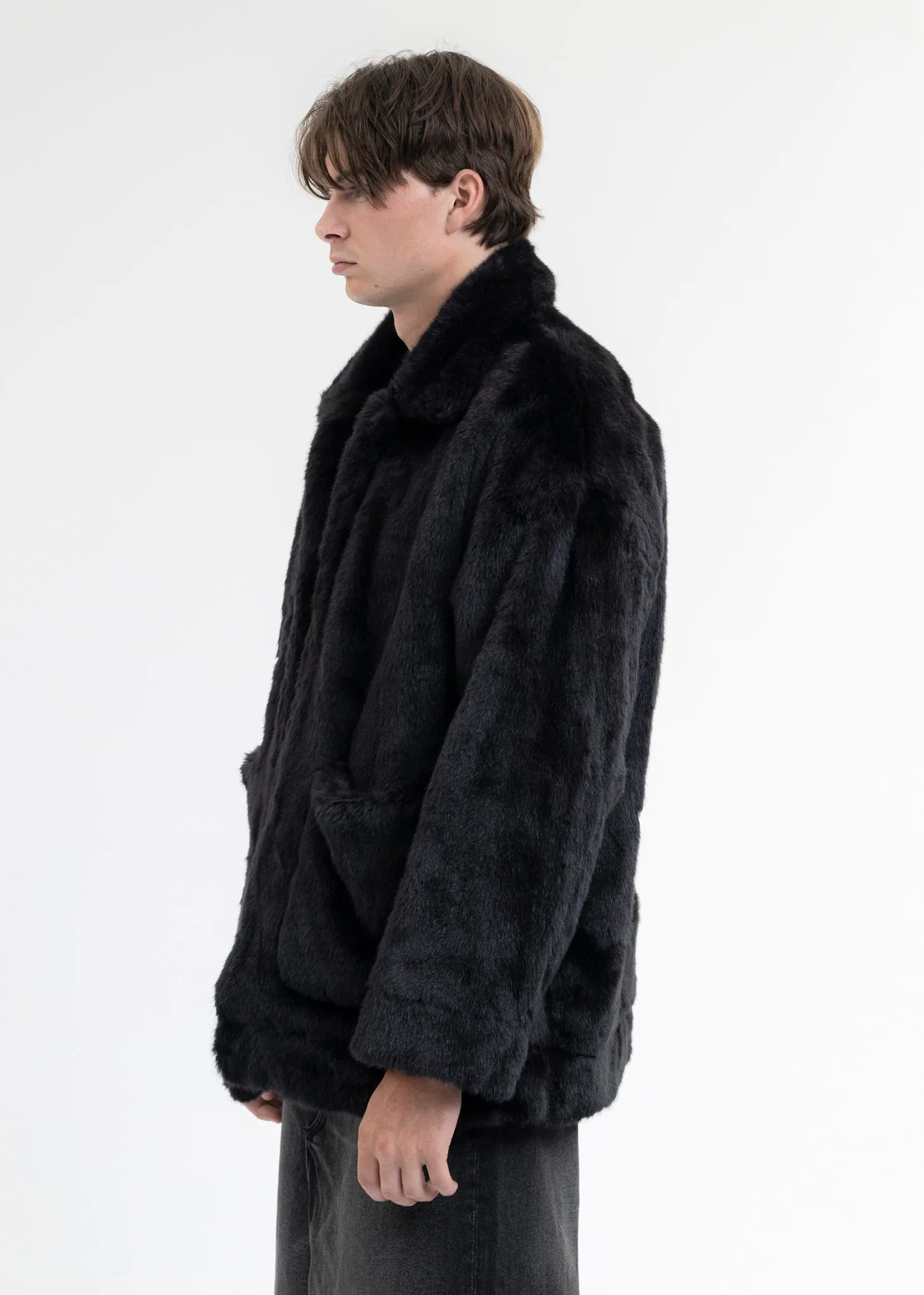 BLACK AND-PAINTED FUR JACKET (PANDA)