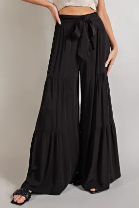 Black Wide Leg Triple Tier Pants