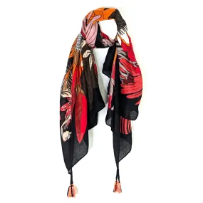 Bold flower print scarf with hidden animals