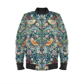 Bomber Jacket William Morris Strawberry Thieves - Art Nouveau Inspired, Handmade, Timeless Vintage Fashion