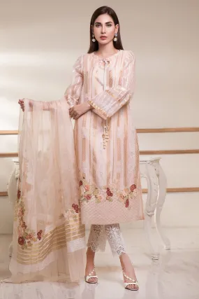 Casual Pret - Striped Organza Block Printed Shirt