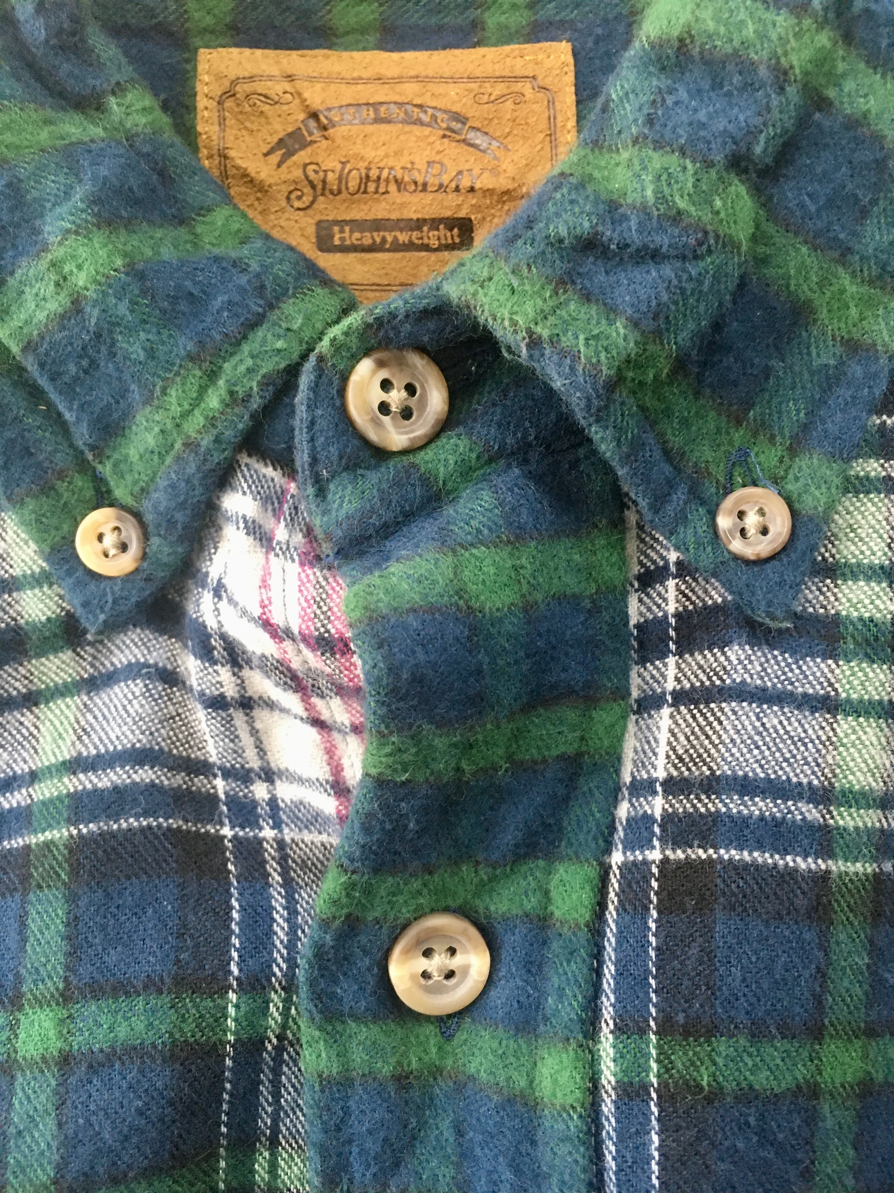 Check vintage St Johns Bay flannel unusual shirt XL