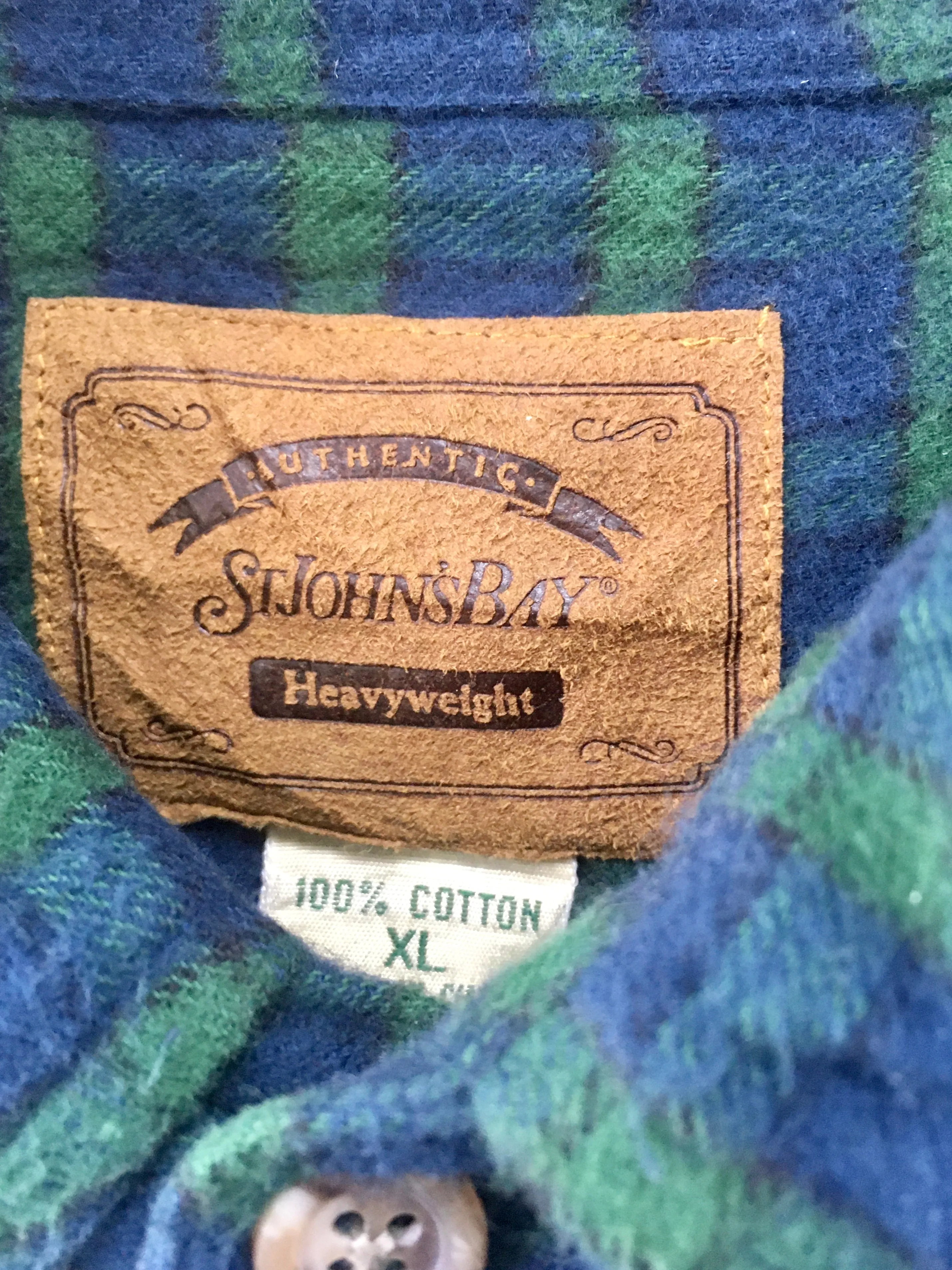 Check vintage St Johns Bay flannel unusual shirt XL