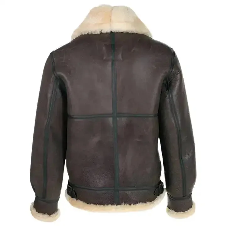 Classic B-3 Sheepskin Leather Bomber Jacket – Warm & Timeless Style