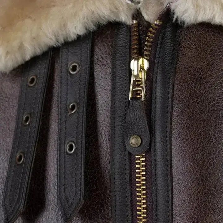Classic B-3 Sheepskin Leather Bomber Jacket – Warm & Timeless Style