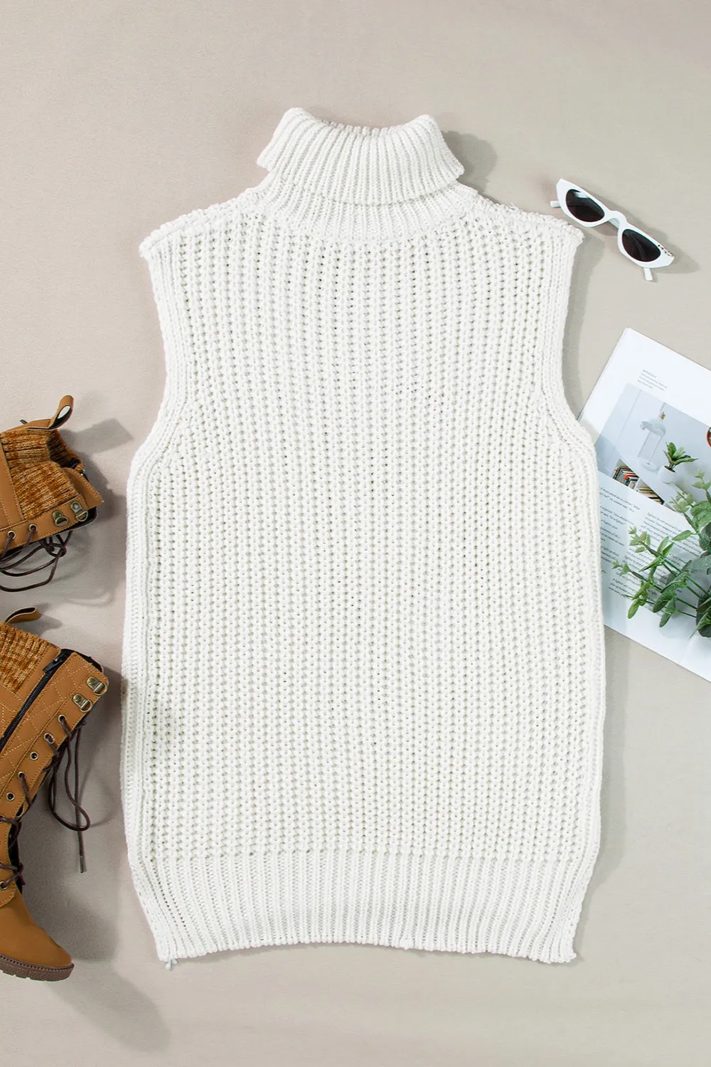 Cleo Turtleneck Sleeveless Sweater Vest
