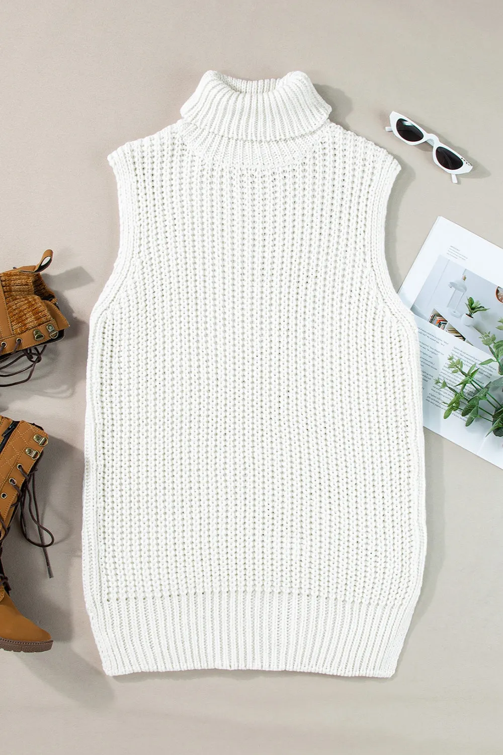 Cleo Turtleneck Sleeveless Sweater Vest