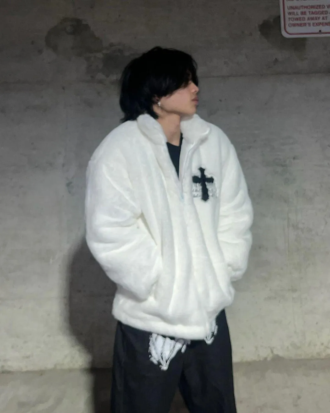 Cozy Cross Rabbit Fur Coat
