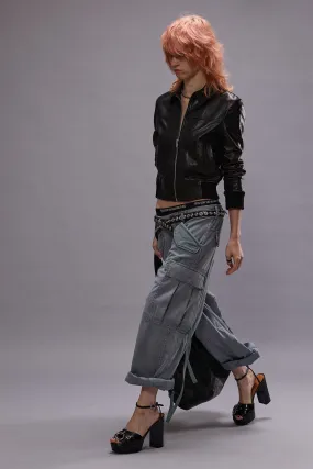 CROPPED CARGO - FADED STEEL BLUE CANVAS