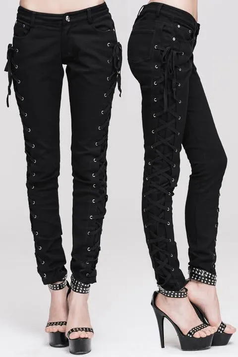 'Deathwish' Casual Punk Lace Up Pants