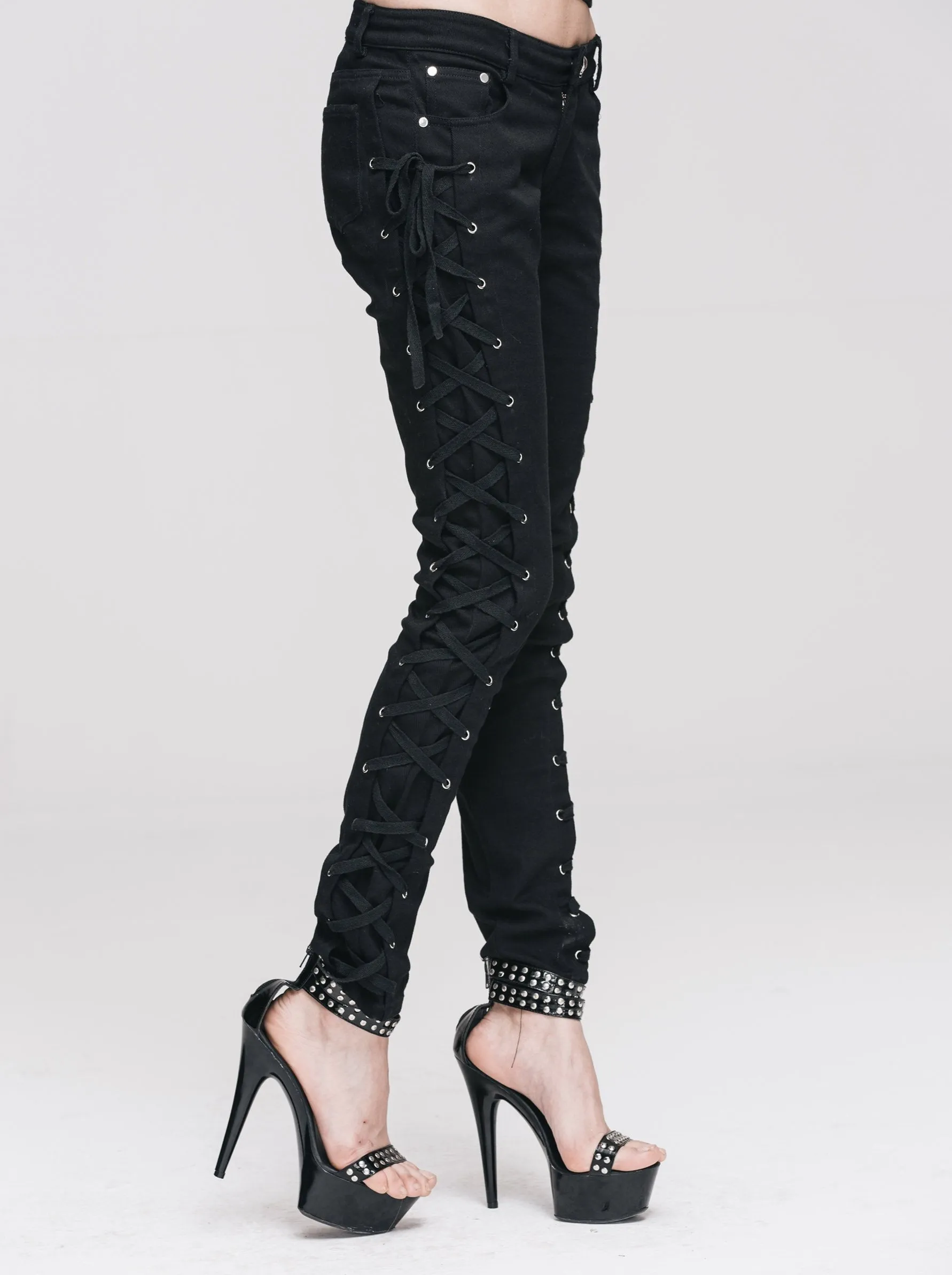 'Deathwish' Casual Punk Lace Up Pants