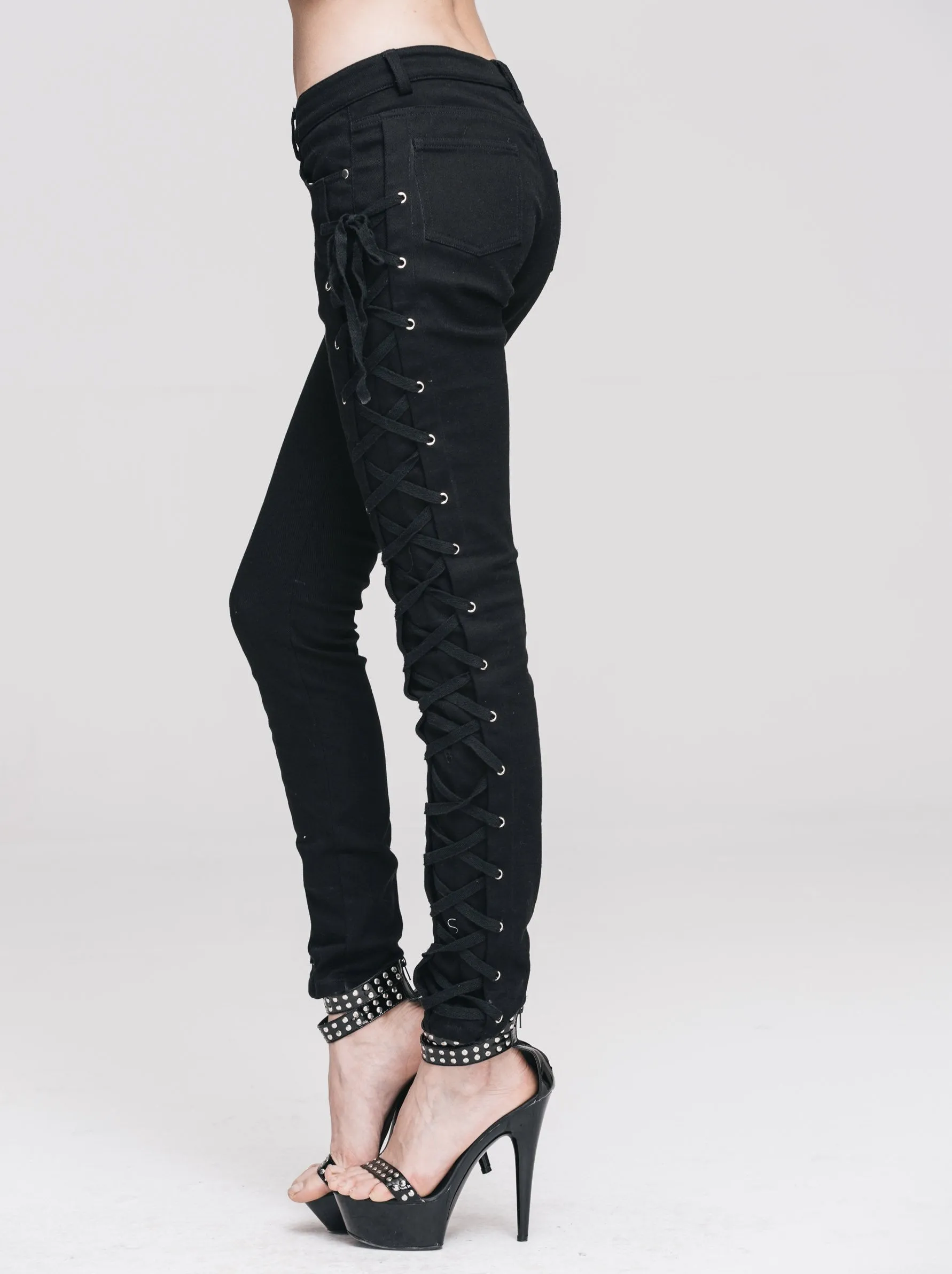 'Deathwish' Casual Punk Lace Up Pants