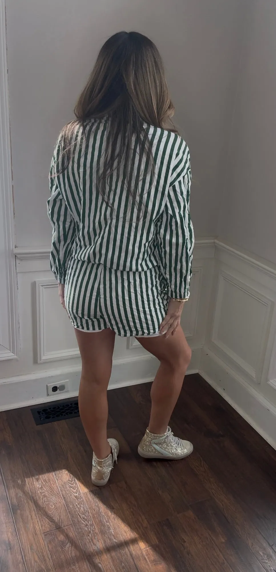 Drawstring Turtleneck Jacket and Boxer short set