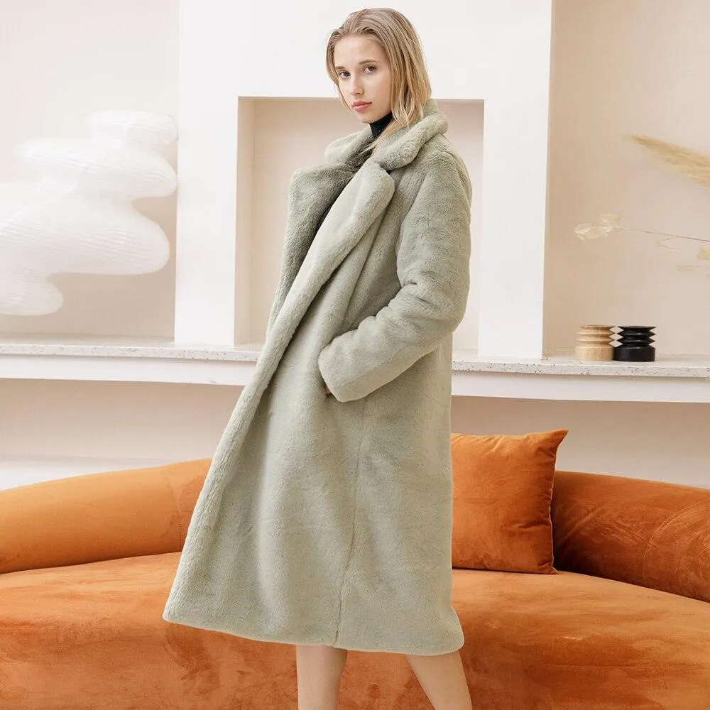 Faux Rabbit Fur Coat
