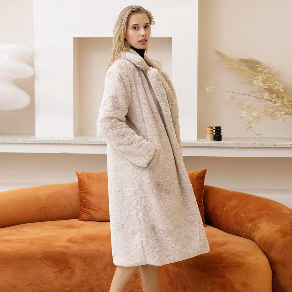 Faux Rabbit Fur Coat