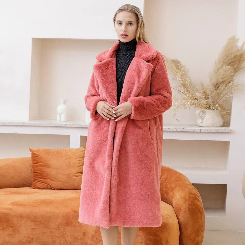 Faux Rabbit Fur Coat