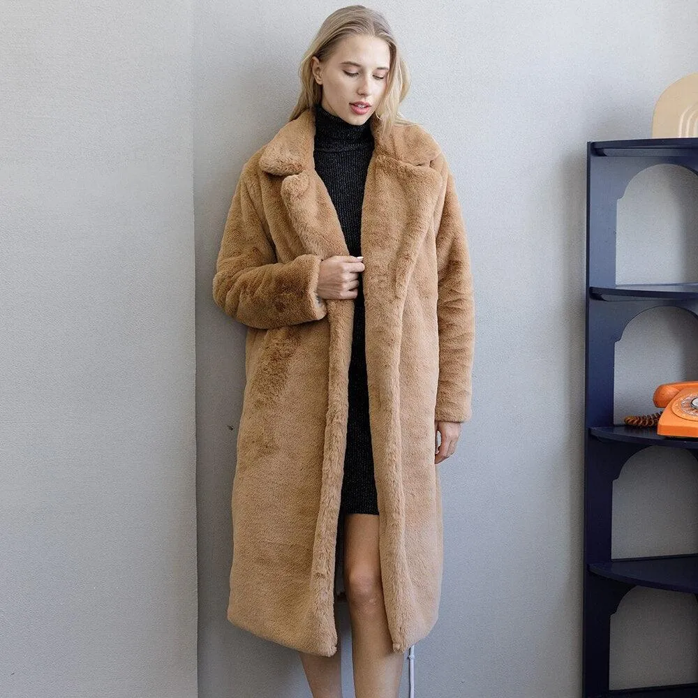 Faux Rabbit Fur Coat