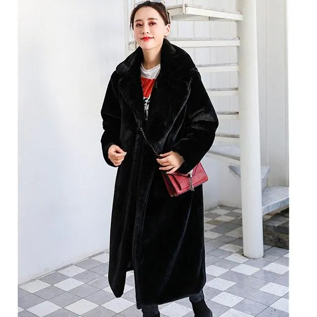 Faux Rabbit Fur Coat