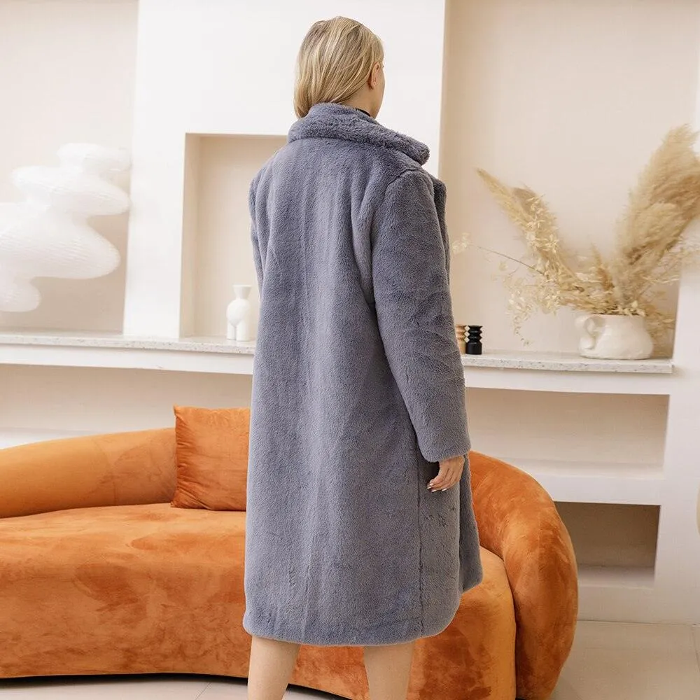 Faux Rabbit Fur Coat