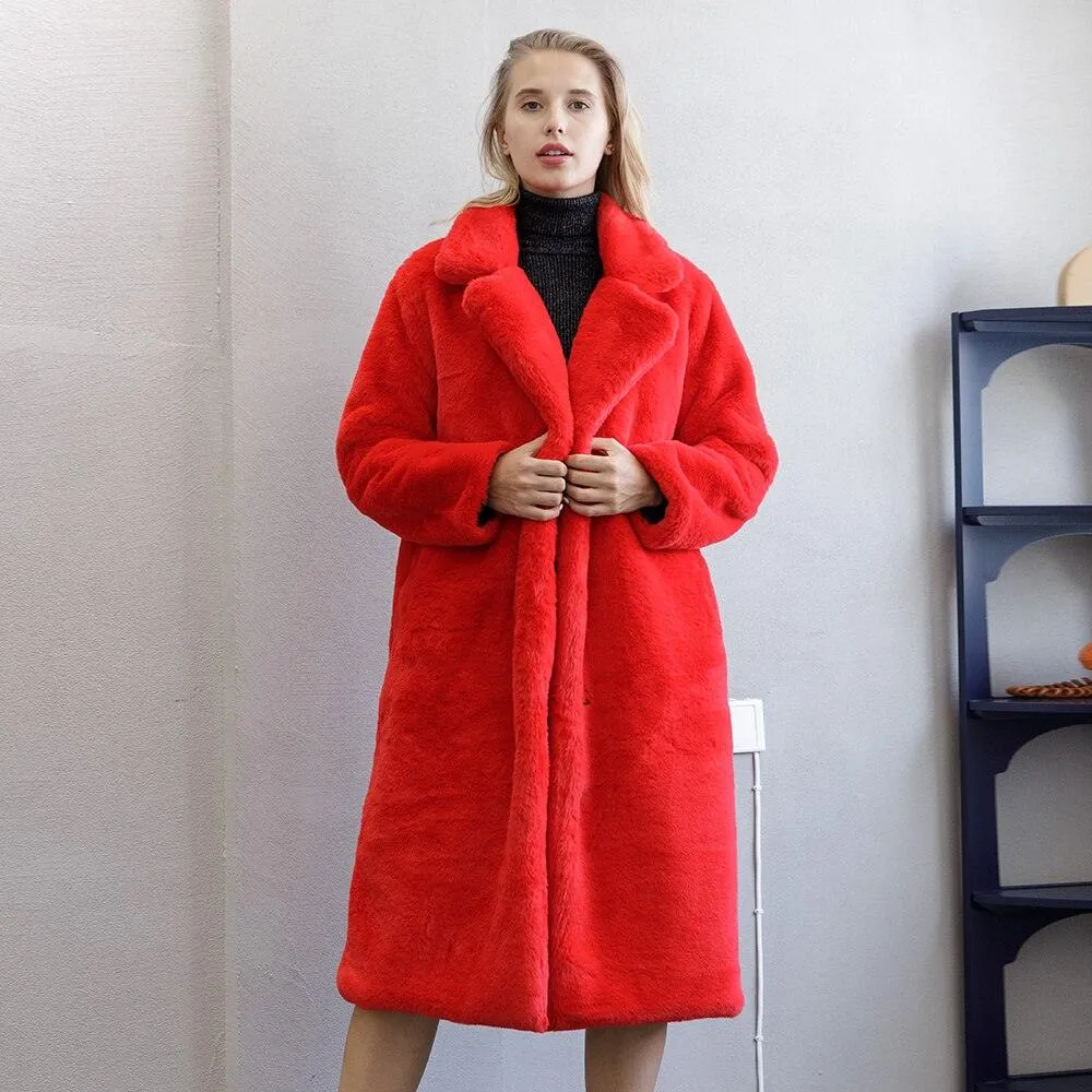 Faux Rabbit Fur Coat