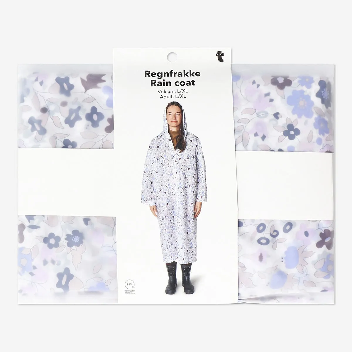 Floral rain coat with pouch for adults - Size L/XL