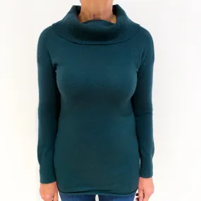 Forest Green Cashmere Cowl Neck Jumper Medium
