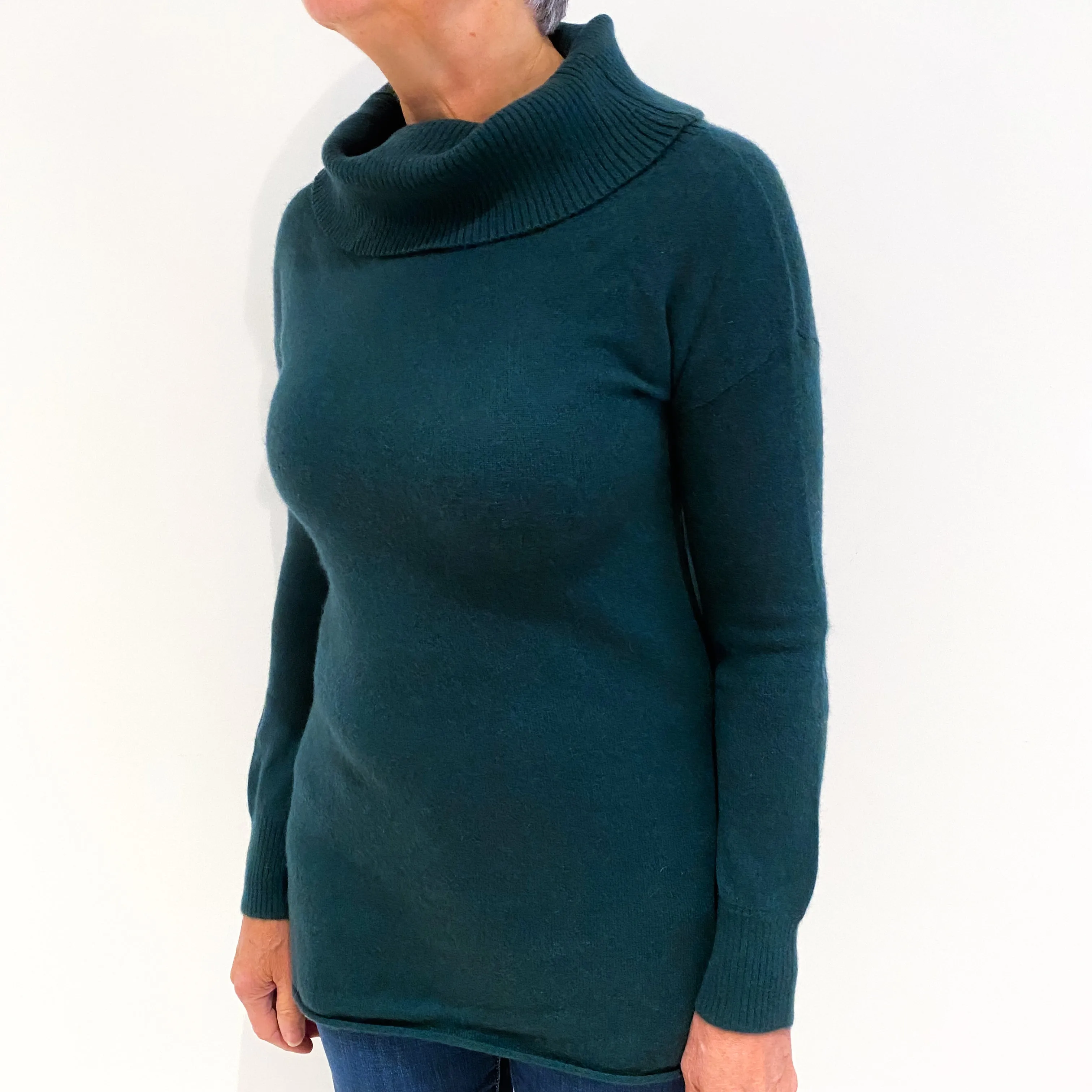 Forest Green Cashmere Cowl Neck Jumper Medium