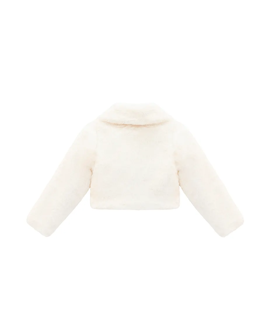 Girls Buttoned Oversize Collared Bolero Shrug