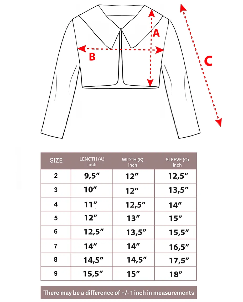 Girls Buttoned Oversize Collared Bolero Shrug