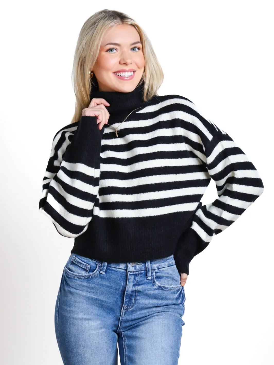 Gorgeous Favorite Striped Turtleneck Sweater- Final Sale