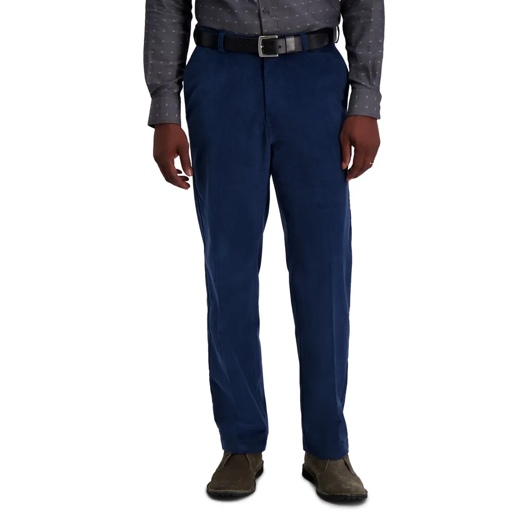 Haggar Mens Classic fit Casual Corduroy Pants 40 / 30 Blue Solid