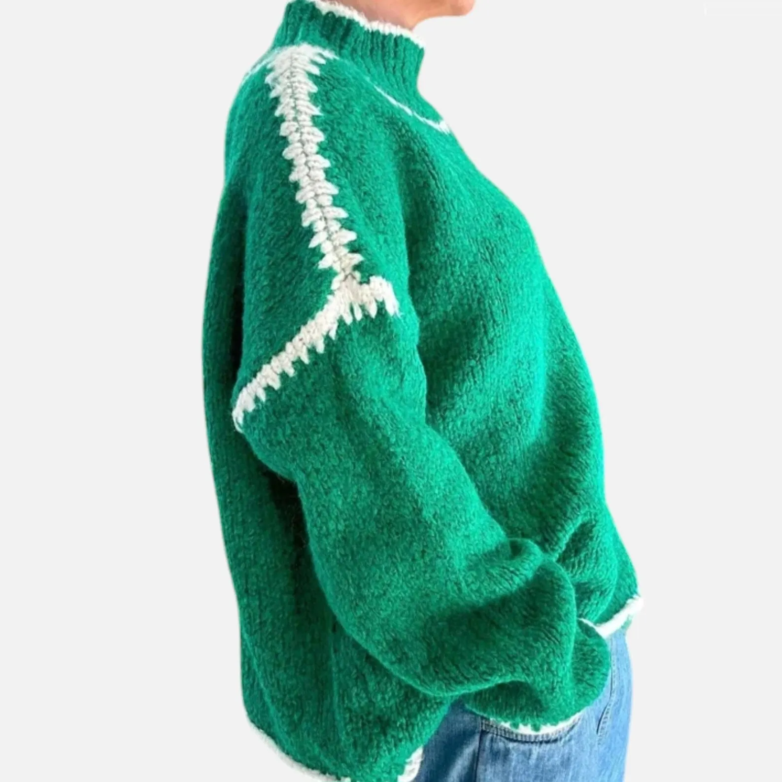 Helena Wool Stitch Jumper in Emerald