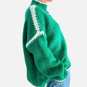 Helena Wool Stitch Jumper in Emerald