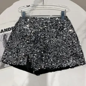 Hnewly New Spring and Autumn Black Velvet Shorts Women Sequined Shiny Versatile Short Pants Clubwear Shorts Hot Pants High Street