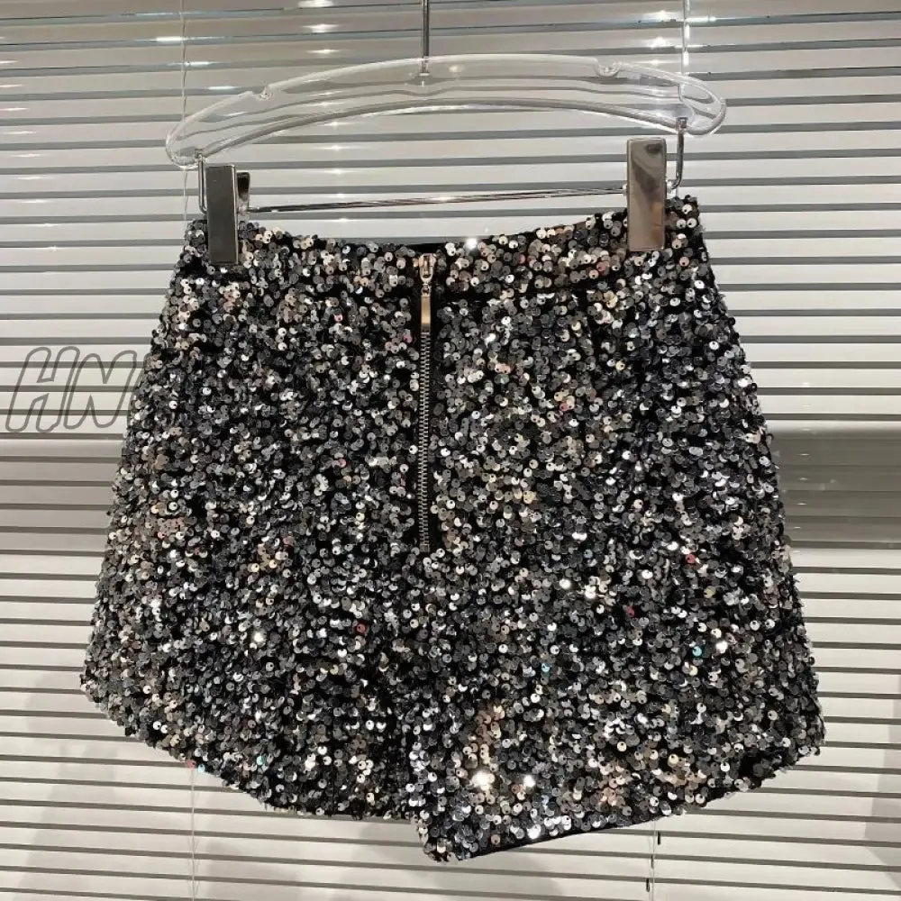 Hnewly New Spring and Autumn Black Velvet Shorts Women Sequined Shiny Versatile Short Pants Clubwear Shorts Hot Pants High Street