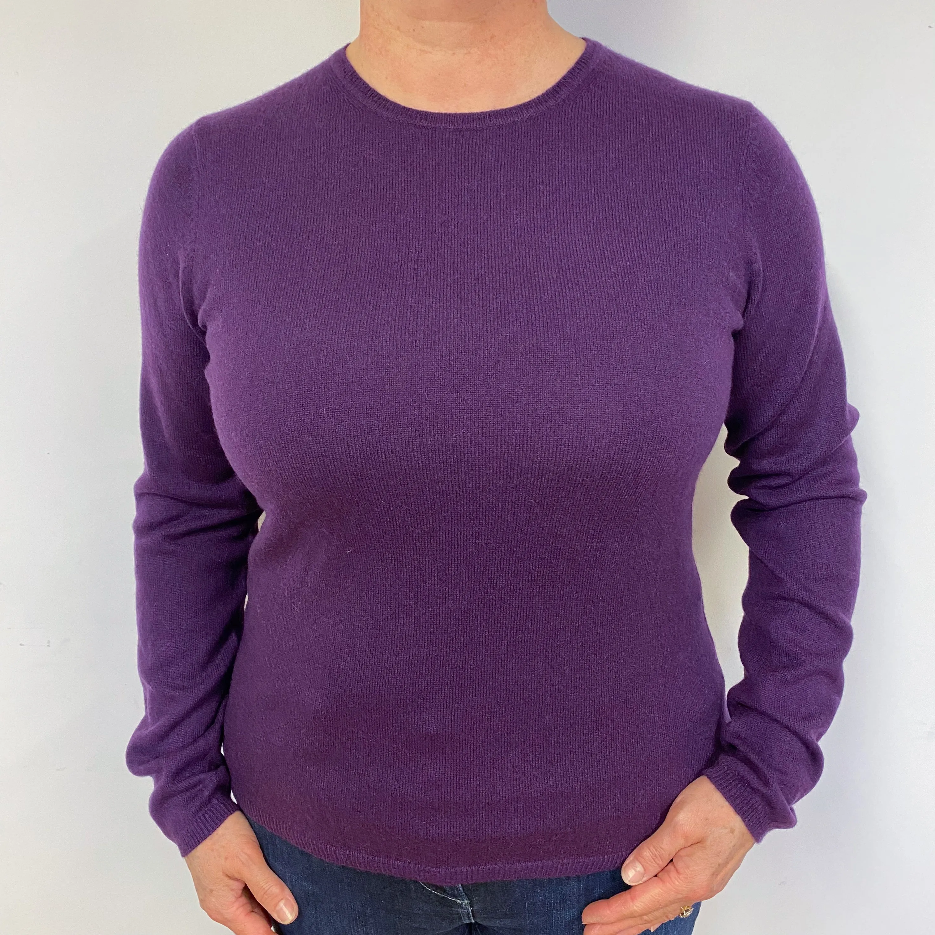 Iris Purple Cashmere Crew Neck Jumper Large