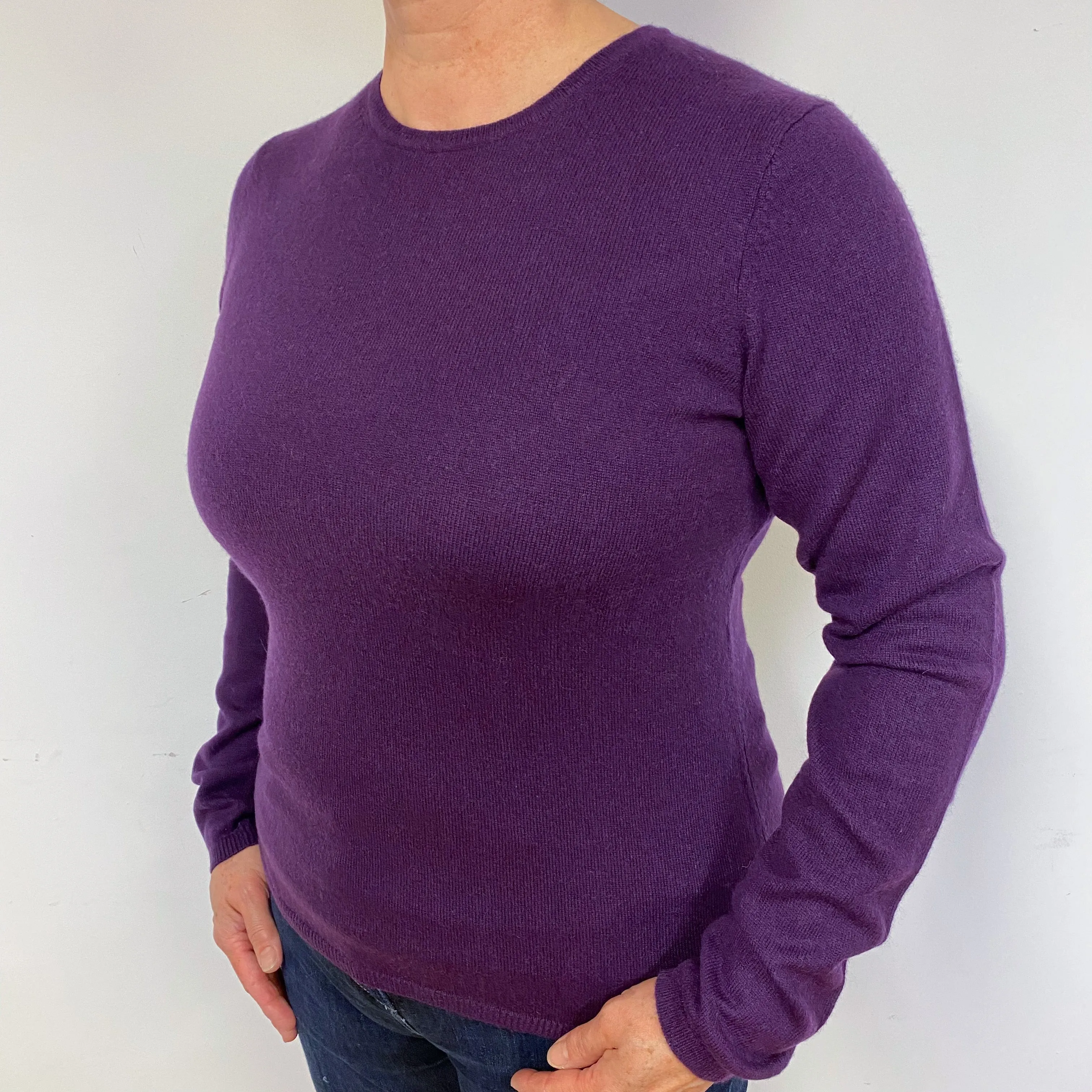 Iris Purple Cashmere Crew Neck Jumper Large