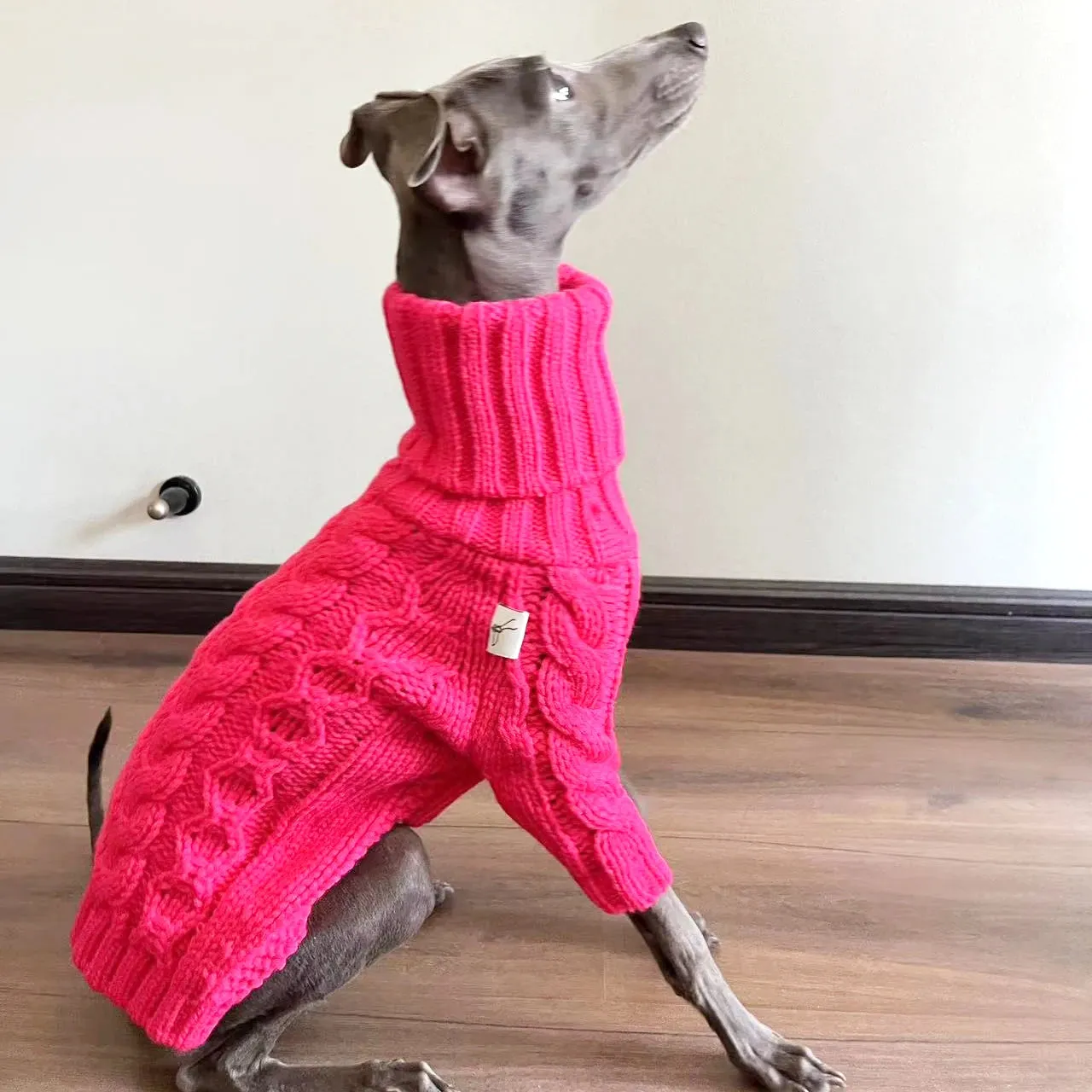Italian Greyhound Whippet Clothes - Turtleneck Sweater - Handmade Cozy Dog Sweater