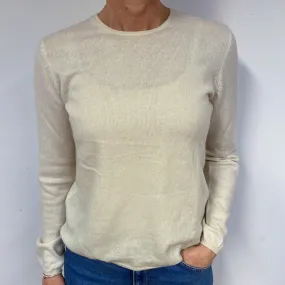 Ivory Cashmere Crew Neck Jumper Medium