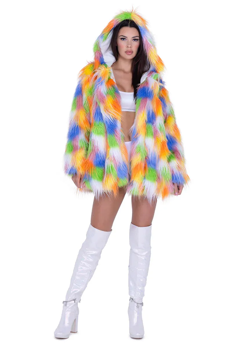 J. Valentine Hooded Faux Fur Thigh High Coat*