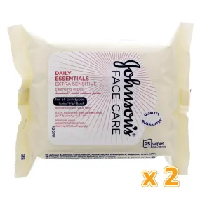 Johnson's Facial Cleansing Wipes - Sensitive Skin (2 x 25 wipes)