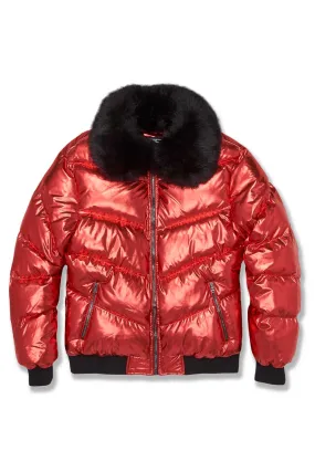 JORDAN CRAIG BIG MEN'S FLATBUSH BOMBER JACKET (METALLIC RED)
