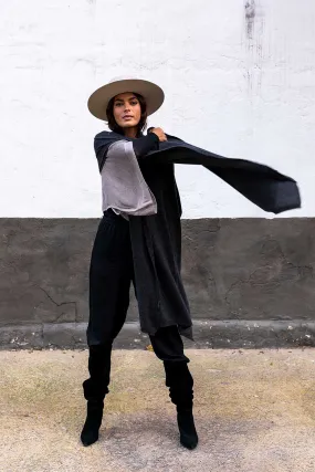KNIT CASHMERE SHAWL CHARCOAL