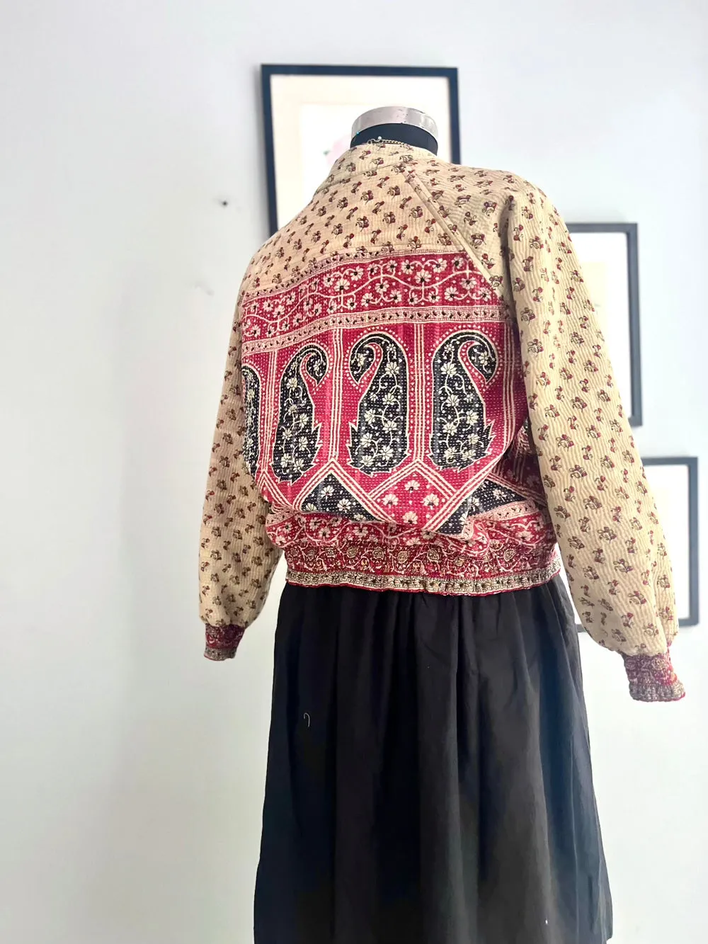Large, Rachel Jacket in a beautiful Vintage Print, Slightly Quilted