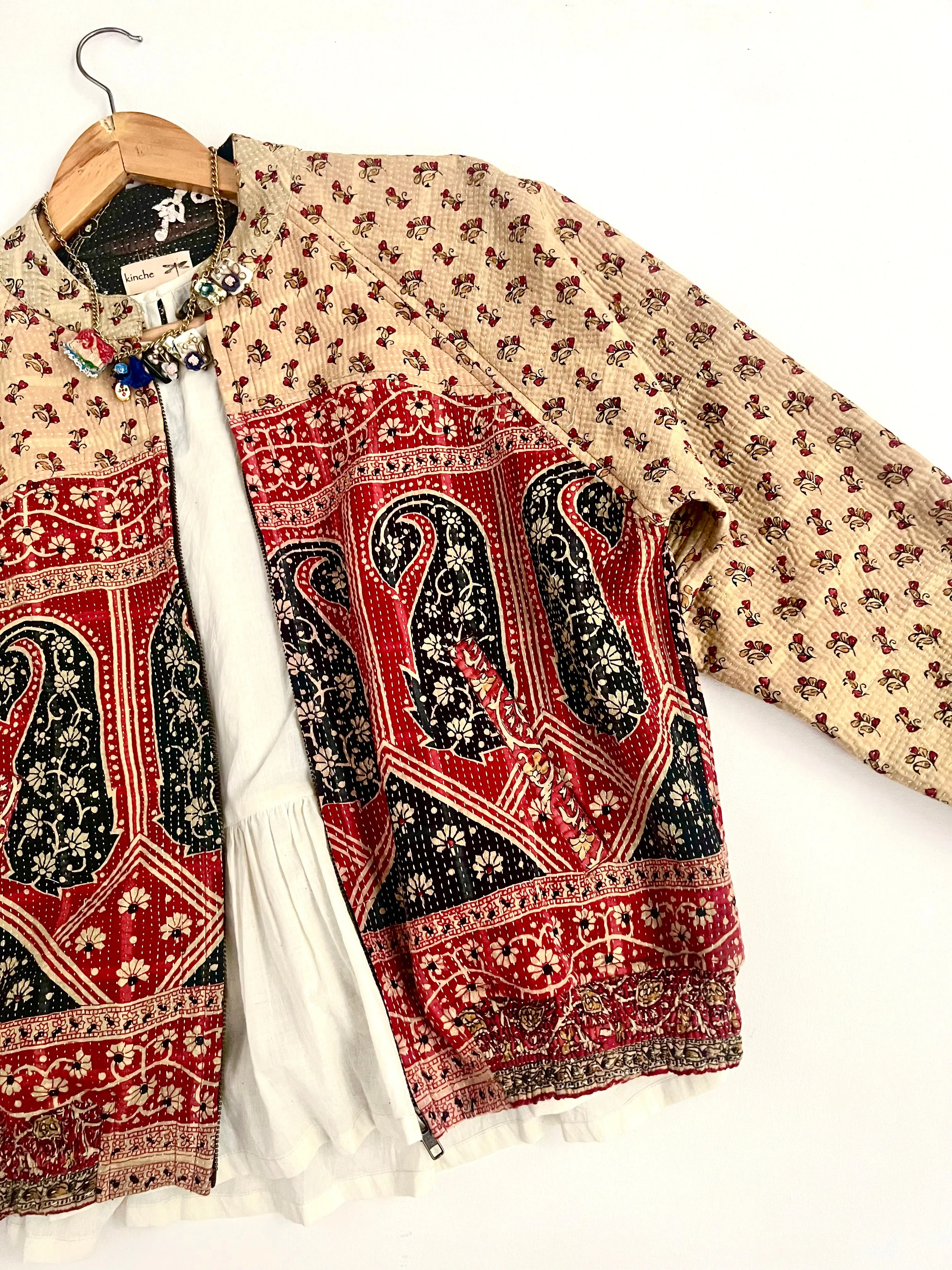 Large, Rachel Jacket in a beautiful Vintage Print, Slightly Quilted
